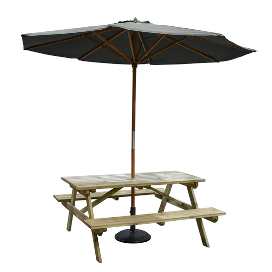 Mikkelsen Picnic Bench with Parasol and Base