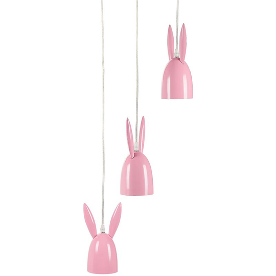 Beliani - Modern Pendant Ceiling Lamp Metal Iron Bunny Ears 3 Shades Kids Room Pink Rabbit - Pink