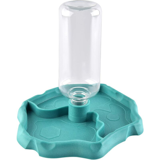 Reptile Water Dispenser 2 in 1 Overflow Prevention Bowl Plastic Bowl for Tortoise Gecko - Blue