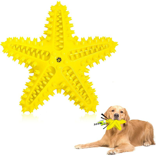 Bearsu - Dog Toys Large Breed, Almost Indestructible Dog Toys ,Durable Tough Dog Squeaky Chew Toys for Medium Large Dogs, Natural Rubber (Yellow)