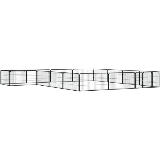 16-Panel Dog Playpen Black 100x50 cm Powder-coated Steel Vidaxl Black