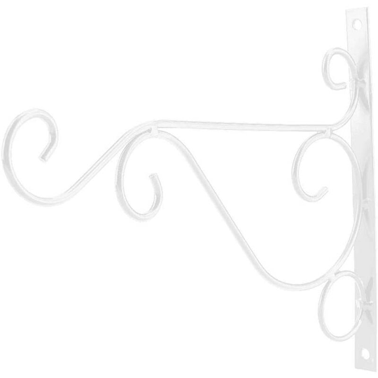 Wall Mounted Hanging Planters Bracket Metal Iron Holder Wind Chimes Lanterns Bird Feeder Flowerpot Hook for Garden Decoration (White)