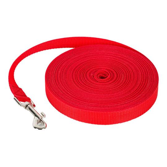 Nylon Training Leash for Small and Medium Sized Dogs - Red 10 mx 2 cm, Dog/Puppy Leash for Obedience Recall Training, Camping