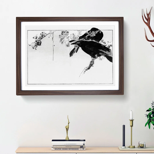 Perched Japanese Crows by Watanabe Seitei - Picture Frame Painting Print