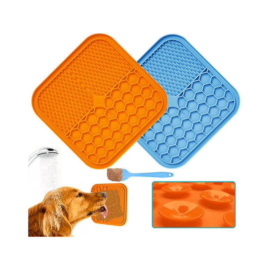 Bath and Shower Accessories Dog Lick Mat, 2 Pieces Slow Dog Leche Mat with Super Strong Suction with 1 Silicone Spatula, for Dog Care, Training and