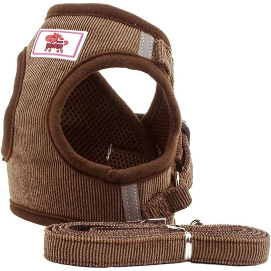 Puppy Vest Harness Breathable Corduroy Straps Pet Walking Harness for Small Medium Dogs PS042 (m, Coffee)