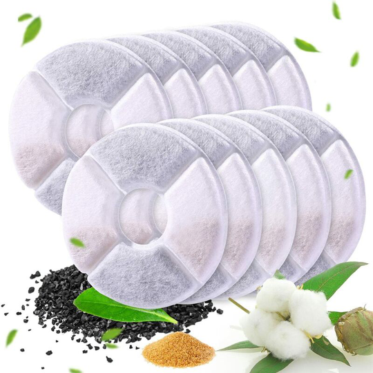 Cat Water Fountain Filter, 10PCS Round Replacement Water Fountain Filters Dog/Cat Pet Fountain Filter with Activated Carbon