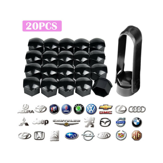 20Pcs Black Wheel Nut Caps Bolt Covers Audi VW Vauxhall Bmw Mercedes 17mm