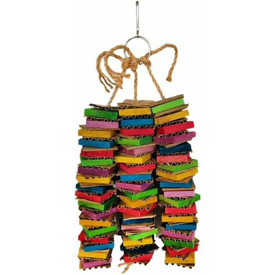 GrooE VVGel Carton Big Bird Parrot Toy African Gray Gabon Toy Natural Wooden Chew Toy with Clip