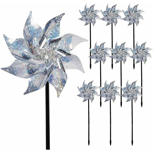 Bird Repeller (Pack of 10),Reflective Windmill Bird Scarers Scare Birds Away Garden,Orchard,Home,Farm-Safer and Effective Than Spiked Birds and