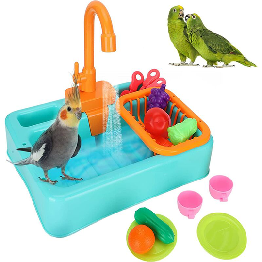 Hiasdfls - Pet Bird Bath - Automatic Parrot Bath - With Toy