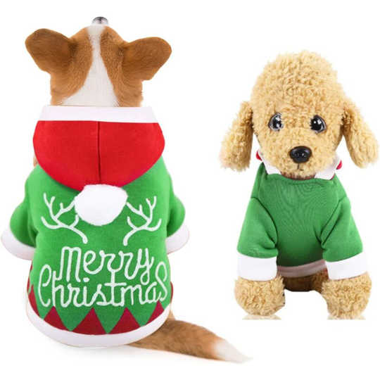 Christmas Pet Clothes, Christmas Dog Clothes, Christmas Pet Coat Hooded Costume, Christmas Pet Jumpsuit (xl, Green)