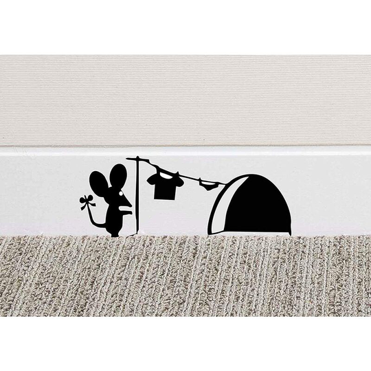 Perle Rare - Mouse Hole Wall Art Sticker Washing Vinyl Decal Mice Home Skirting Board Funny by Black Country Vinyls