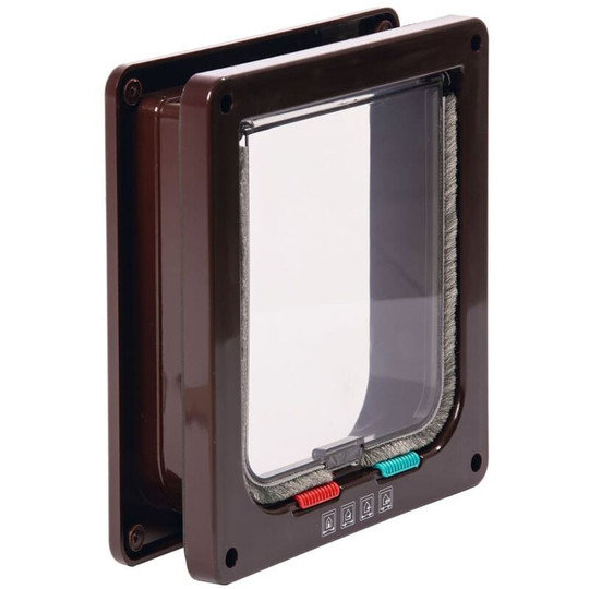 4-way Lockable Cat Door Porta 19.2x20x5 cm Brown Karlie Brown