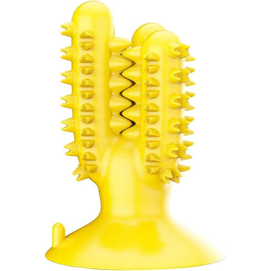 Dog Teeth Cleaner Stick, Cactus Shaped Toothbrush Stick Pet Bite Resistant Yellow