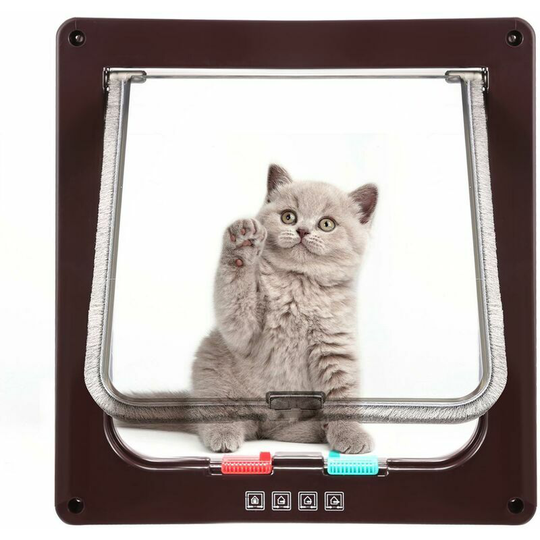 Bearsu - Pet door, Pet door with 4 locking options - Brown - size l - Brown
