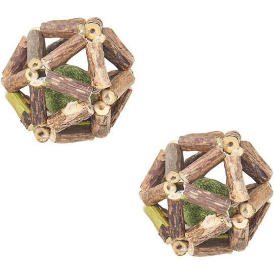 2pc Cat Toy Mint Ball Grinding Teeth Catnip Chew Toys For Cats Exquisite Natural Wood Rolling Ball Pet Teeth Cleaning Toy