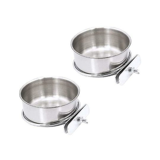 2 Pack bird cage food water dispenser parrot food dish bird feeder cup for cage, stainless steel bird food holder container for