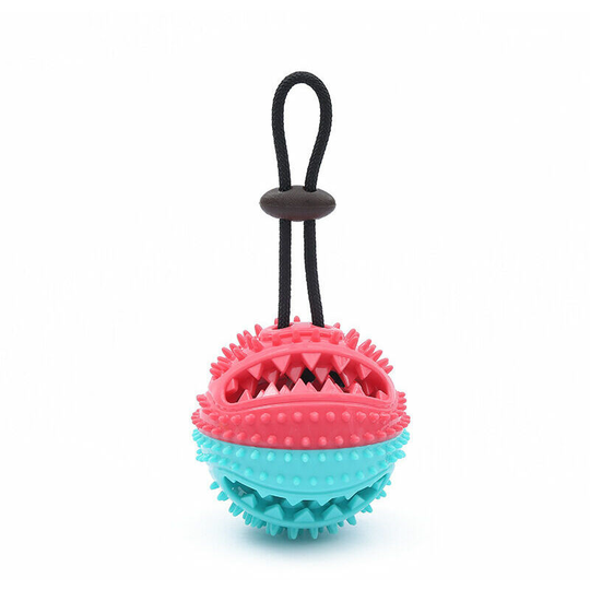 Cleaning Non-Toxic Bite-Resistant Natural Rubber Chew ToyDog Toothbrush Puppy Training Ball Dental Care Teethred and white