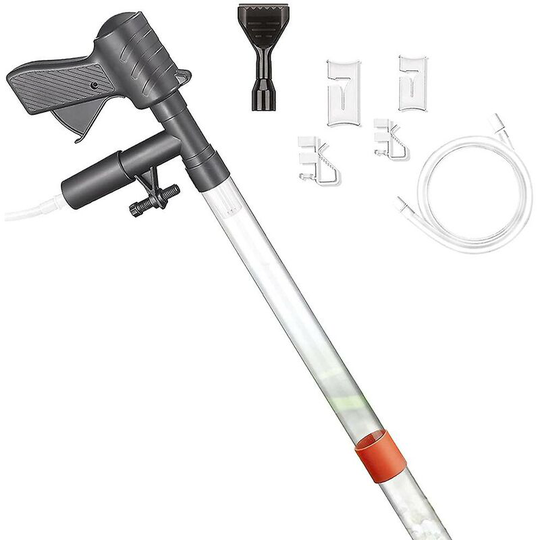 Aquarium Gravel Cleaner with Air Pressure Button Long Nozzle Fish