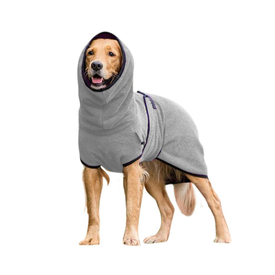 (Grey, M) Pet Dog Towelling Quick Drying Robe Coat Jacket Puppy Apparel Clothes Sleepwear