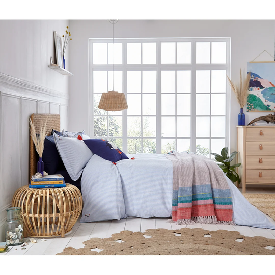 Puffin Seersucker 180 Thread Count Cotton Duver Coverset Blue