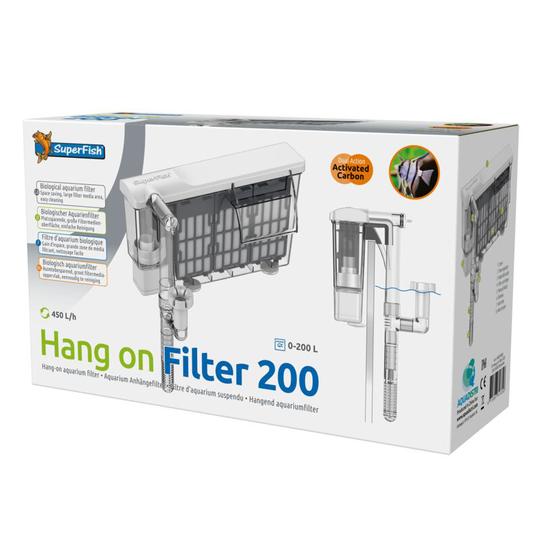Superfish - Hang On External Aquarium Filter 200 Waterfall Hanging Filtration Skimmer
