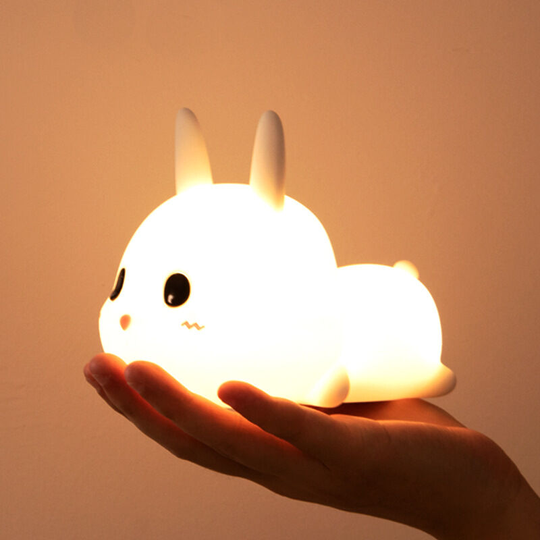 Benobby Kids - Kids Night Light, 7 Colors Baby Rabbit Night Light, Tap Control Dimmable Rechargeable Kids Bedside Lamp, Timed led Silicone Portable