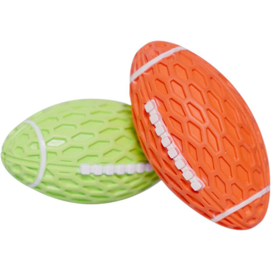 2 Pack Dog Chew Balls Aggressive Interactive Chew Toy Durable Rugby Shaped Toy for Dogs