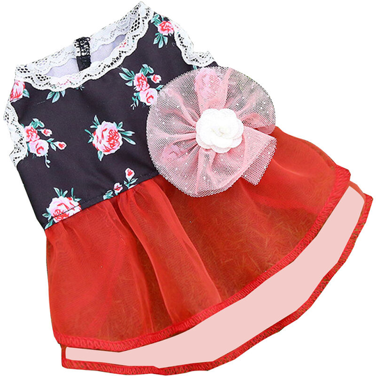 Dog Dress Dog Skirt Dog Floral Skirt Elegant Summer Dress for Small Medium Large Dogs Pets,model: Red-XS - model: Red-XS