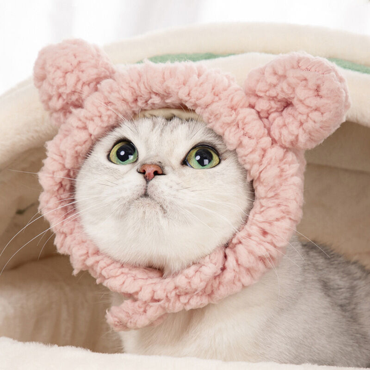 Pack Cute Cat and Puppy Hats Soft Warm Fleece with Adjustable Velcro for Dog Dress Up Suitable for Halloween or Christmas Photoshoot (30-34cm)