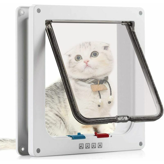 Chatière with 4-way magnetic lanes, cat trees for cats and small dogs, chatière with tunnel (m-19.7x19x5.5cm, white)