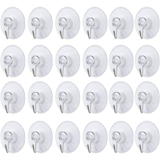 Monly - 24 Pieces Transparent Suction Cup Hook for Loofah Bathroom Kitchen Shower Towel Coat Desk Key Bag, pp Towel Hooks Attach to Any Smooth Surface