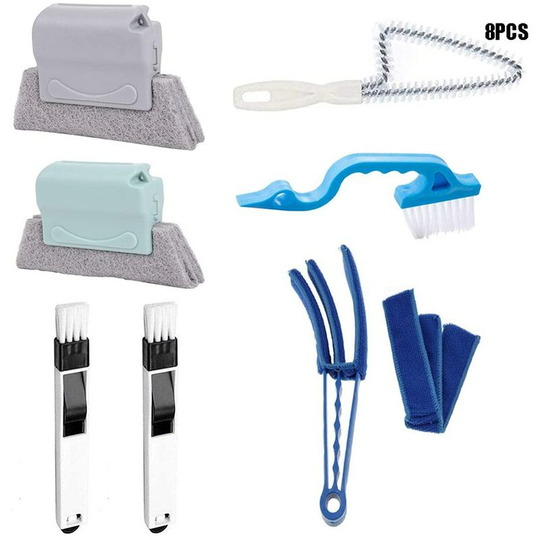 Magic Window Cleaning Brush Set, Deep Cleaning Tool Kit, Multifunctional Dust Brush for Gaps Between Kitchen and Bathroom, 8 Pieces