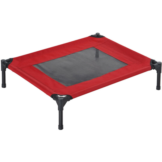 Pet Raised Bed Elevated Cool Cot Home Camping Basket Breathable m Red - Red - Pawhut