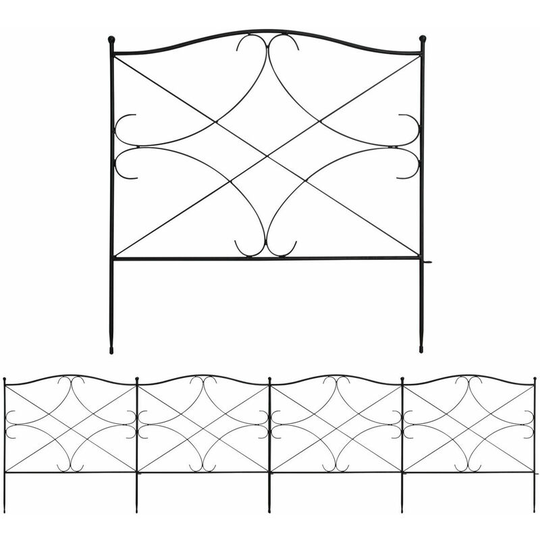 Costway - 5 Panels Decorative Garden Fence Playpen Enclosure Pen Dog Cat Barrier Border