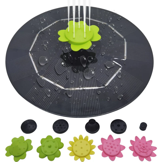 Solar Powered Water Fountain with 9 Flower Nozzles Floating Circle 3W Garden Fountain Pump Free Standing Bird Bath Fountain Pump for Bird Bath Pond