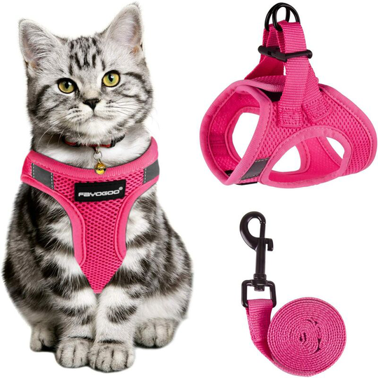 Modou - Adjustable Cat Harness, Anti-escape Leash Cat Harness Lightweight Kitten Harness, Collars Cat Harnesses And Leads Breathable Easy To Control