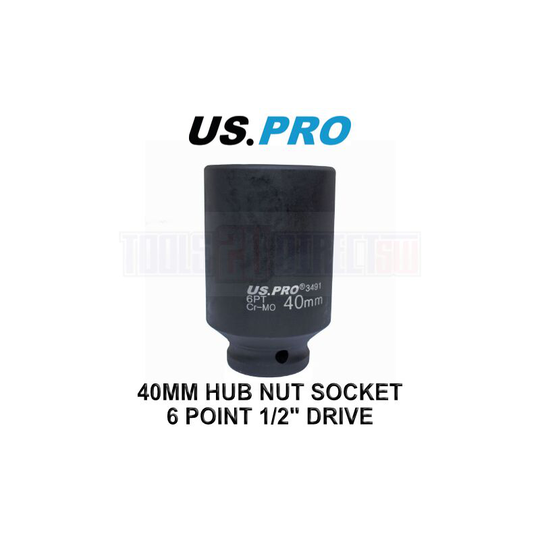 US PRO Tools 40mm 1/2" dr 6 Point Deep Hub Nut Socket, Gearbox etc 3491