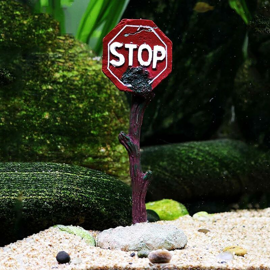 Ilovemilan - 1 pcs Aquarium Warning Decorative Poster Resin Sign Fish Tank Landscaping Decoration Ornaments Shrimp Shelter Simulation Coral Marking