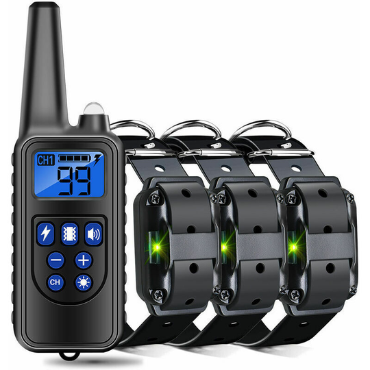 Monly - Rechargeable and Waterproof Dog Training Collar with 800m Distance, Electric Shock, Sound black b