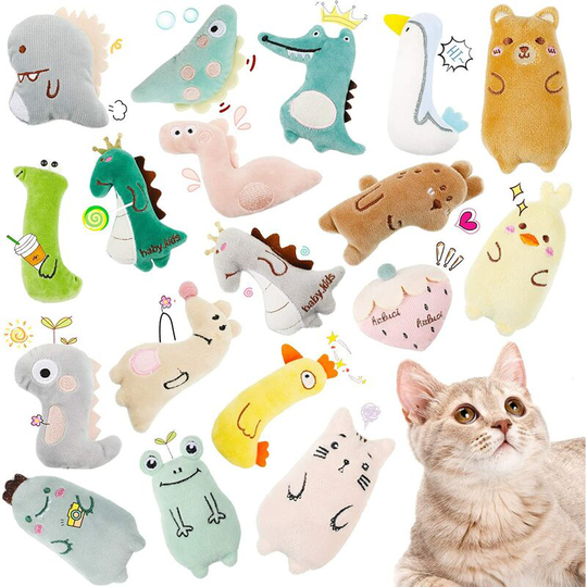 Briday - 18 Pieces Catnip Cat Toys Push Interactive Chew Toys Cute Kitten Catnip Toys Cat Entertaining Toys Set for Pet Cat Teeth Chewing Cleaning