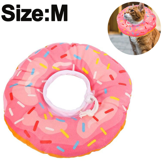 Doughnut Elizabeth Circle Adjustable Soft Pet E-Collar Neck Collar Circle for Cat Small Dog, m, pink