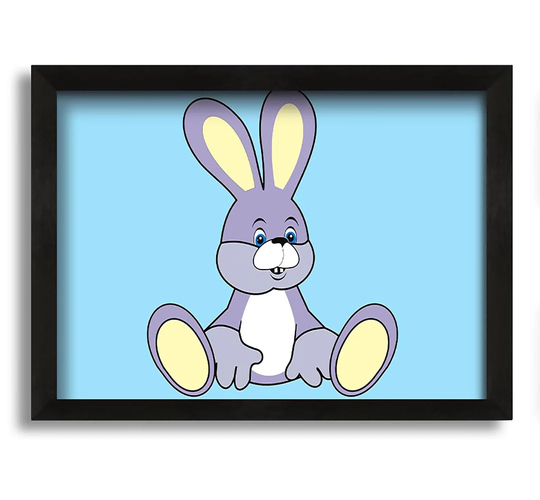 Rabbit Sitting Down Baby Blue - Picture Frame Graphic Art on Canvas