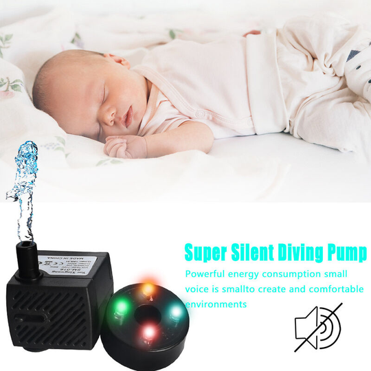 150L/H Mini Aquarium Pump 2W, Fish Tank Submersible Pump, Fish Tank Filter With 4 Color led Lights,