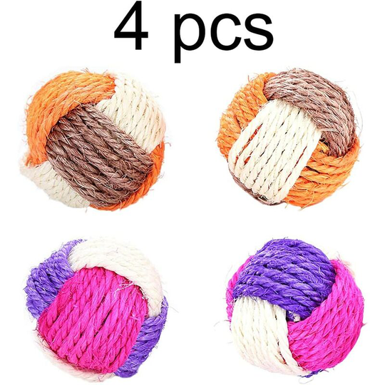 Aougo - Pieces Cat Ball Sisal Ball Pet Cat Toys Cat Sisal Rope Ball Games Cat Toy Balls for Cat Play Kitten Cat Ball Cat Sisal Ball