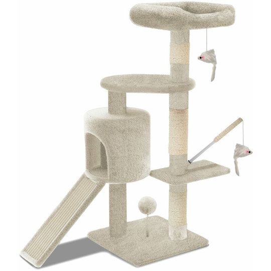 Cat Tree Tower, Cat Condo with Sisal Scratching Post, Beige, xl - Vounot