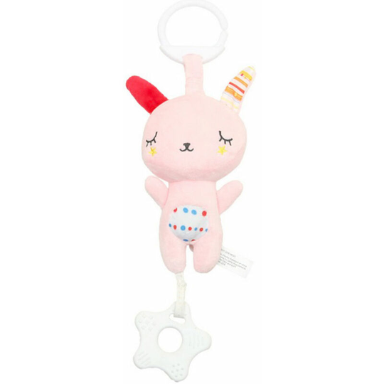 Superseller - Baby Stroller Hanging Toy Musical Crib Toy With Teether Kids Cotton Cartoon Activity Toys Pink Rabbit