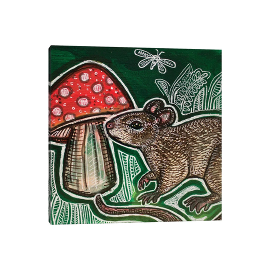 Small Mouse and Mushroom by Lynnette Shelley - Graphic Art on Canvas