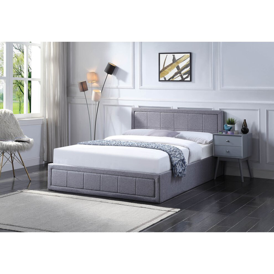 (Double, Grey) Single grey ottoman bed with lift up storage - BAILEY